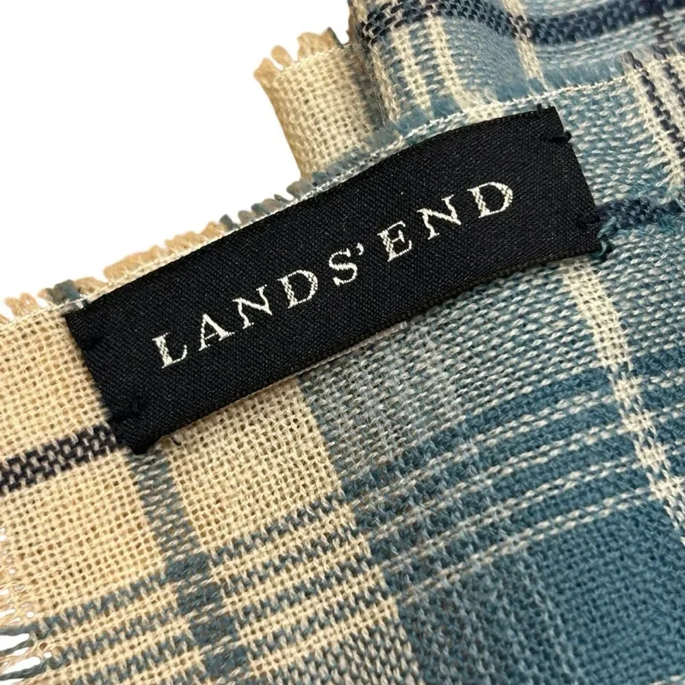 Lands’ End Blue Plaid Winter Scarf